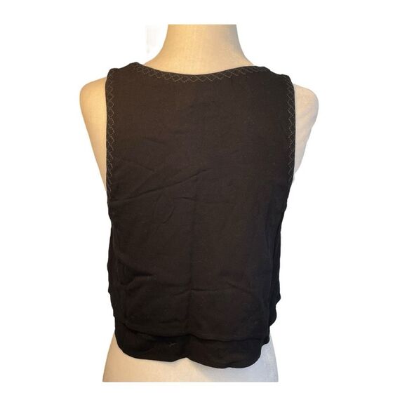 Tigerlily Revolve Embroidered Trim Cropped Tank Top Black Flowy Tiered Sleeveles - Picture 5 of 9